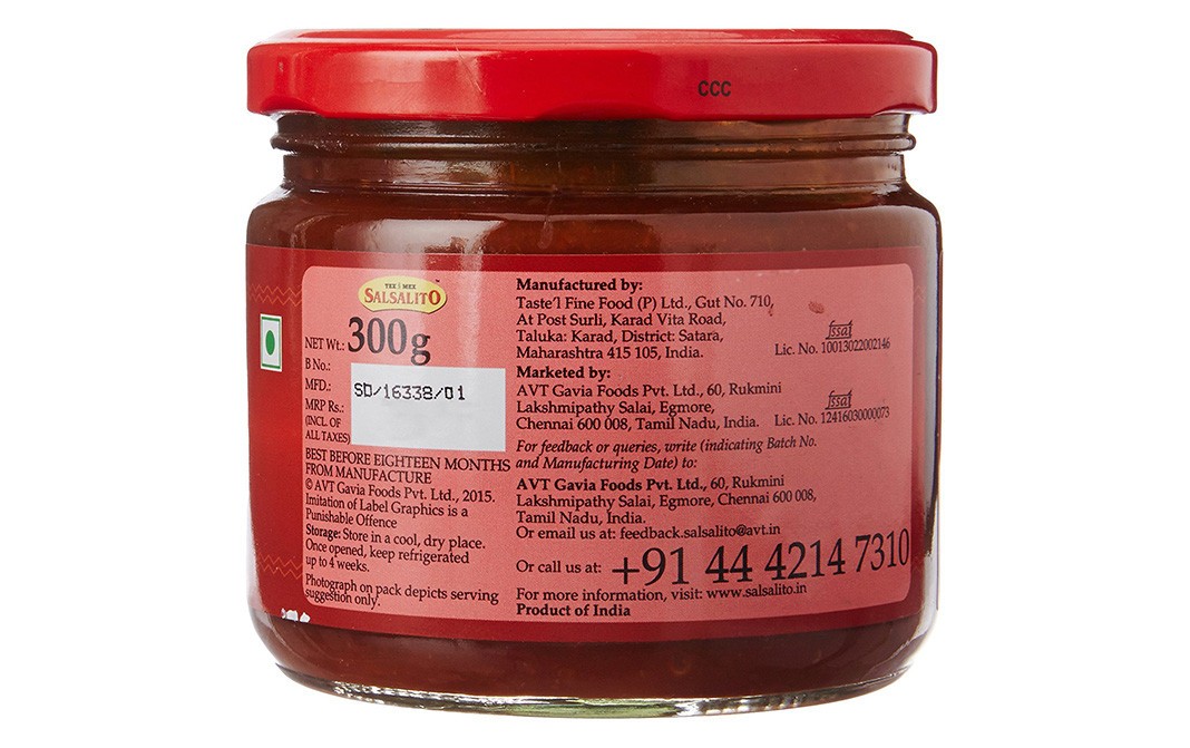 Salsalito Salsa Dip Spicy & Chunky   Glass Jar  300 grams